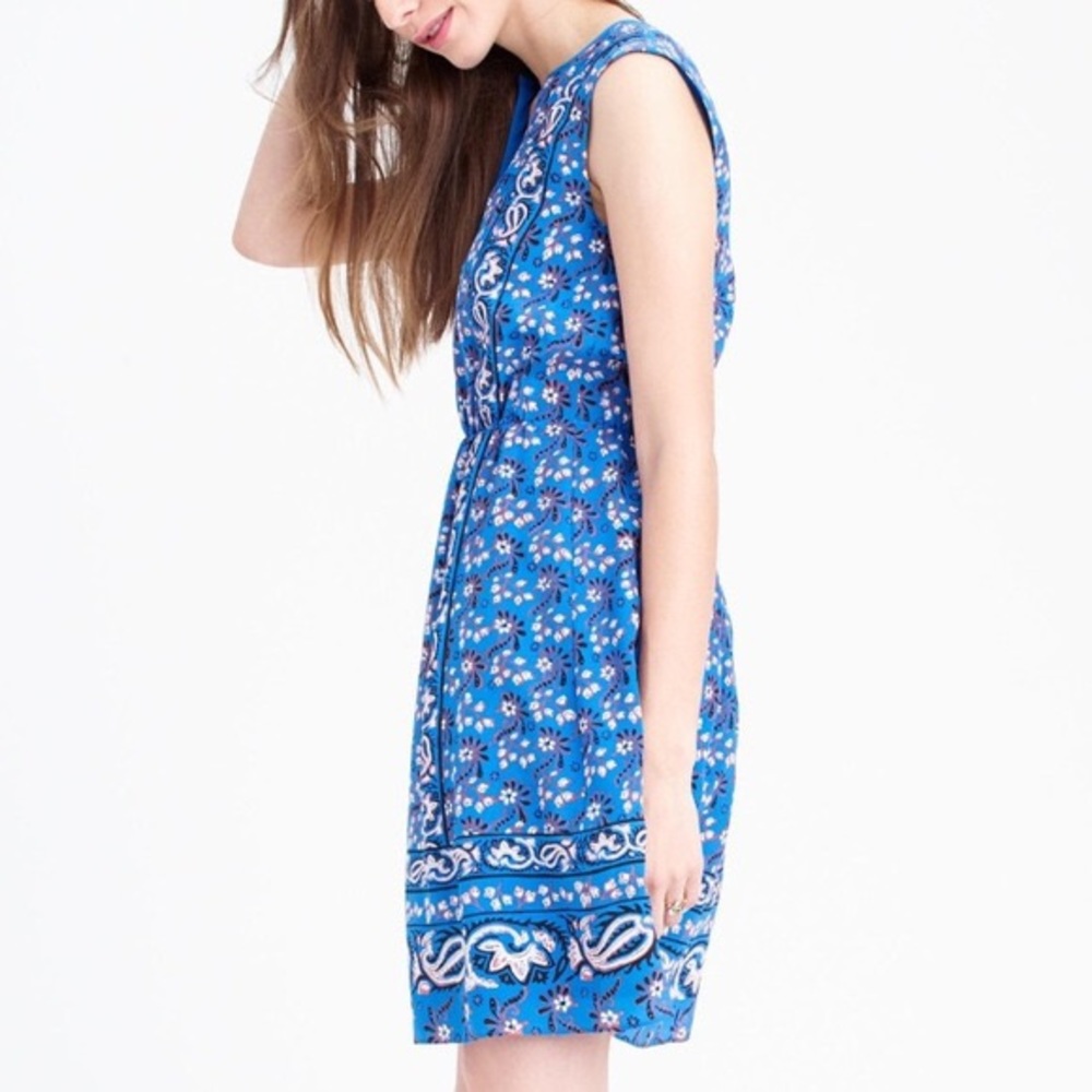 J. Crew Blue Floral Sleeveless Shift Dress